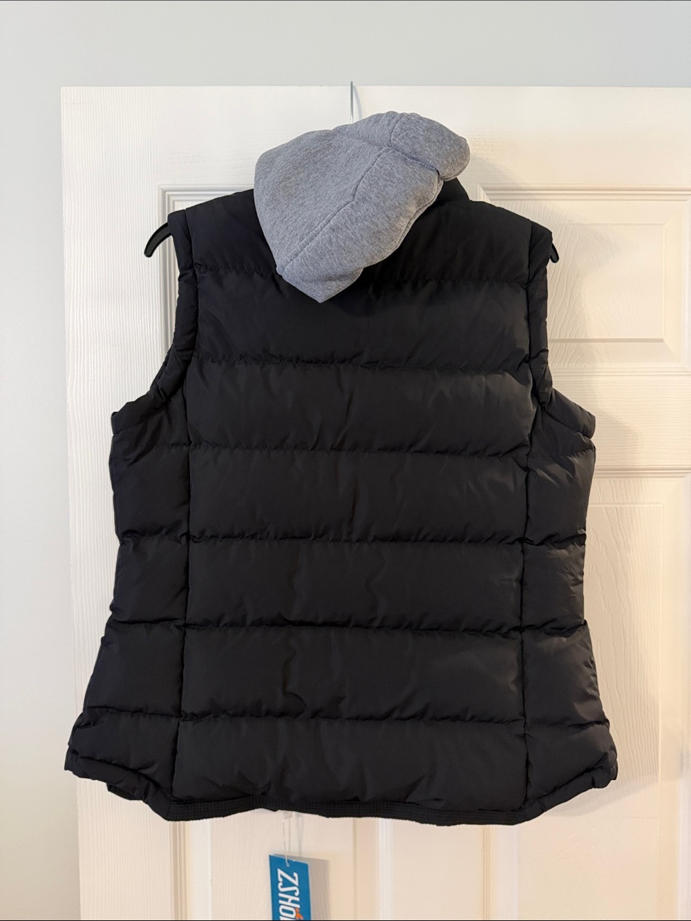 ZSHOW Black Quilted Puffer Vest with Grey Hood size S brand new length 25” - Picture 5 of 10